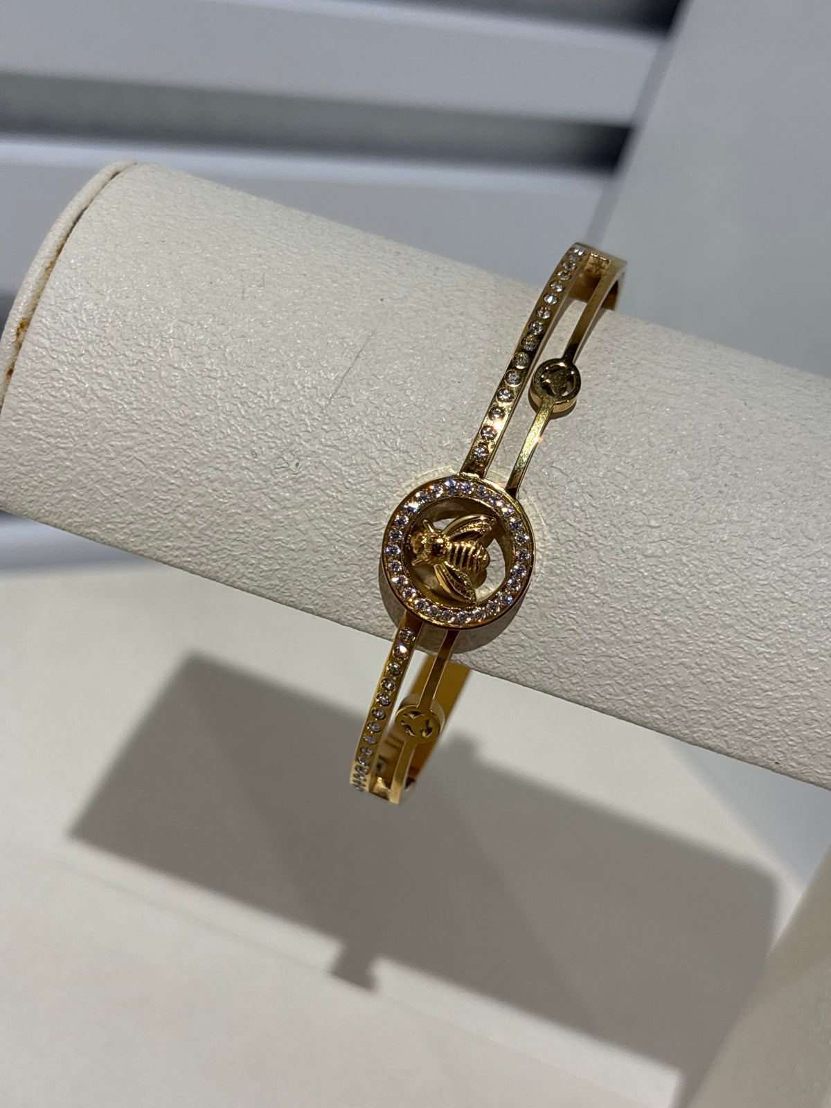 Milena Crystal Bee Bangle Bracelet – Gold