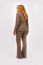 Nyla Tailored Belt Blazer – Taupe